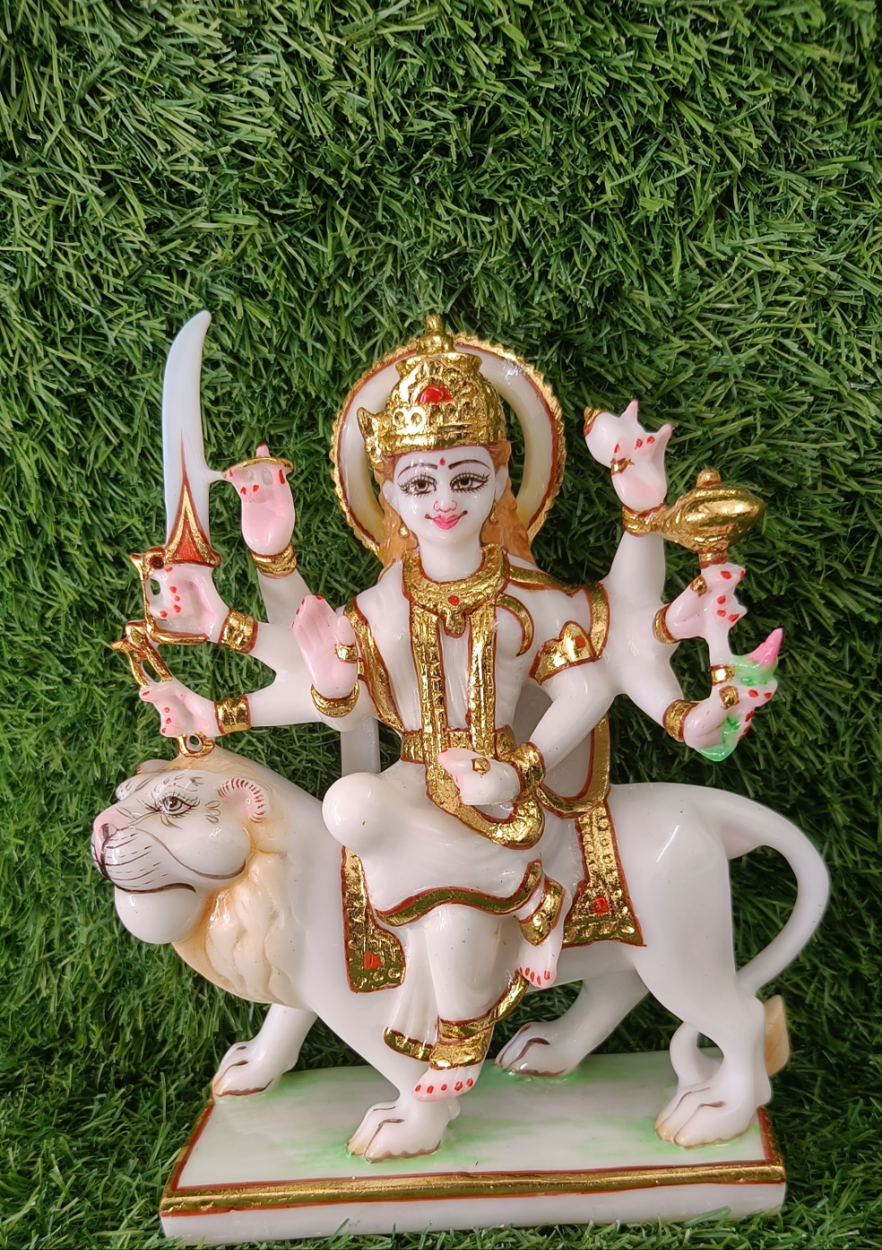 "Durga Statue Idol in White Marble – Handcrafted Murti by Shri Handicraft"