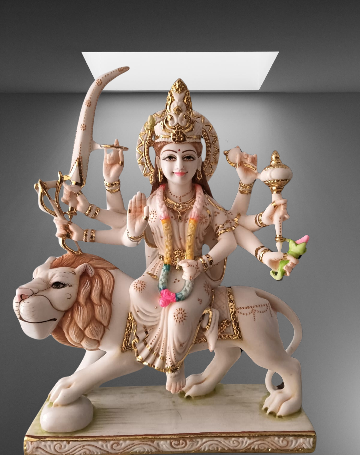 Durga Statue Idol in White Marble – Handcrafted Murti by Shri Handicraft"