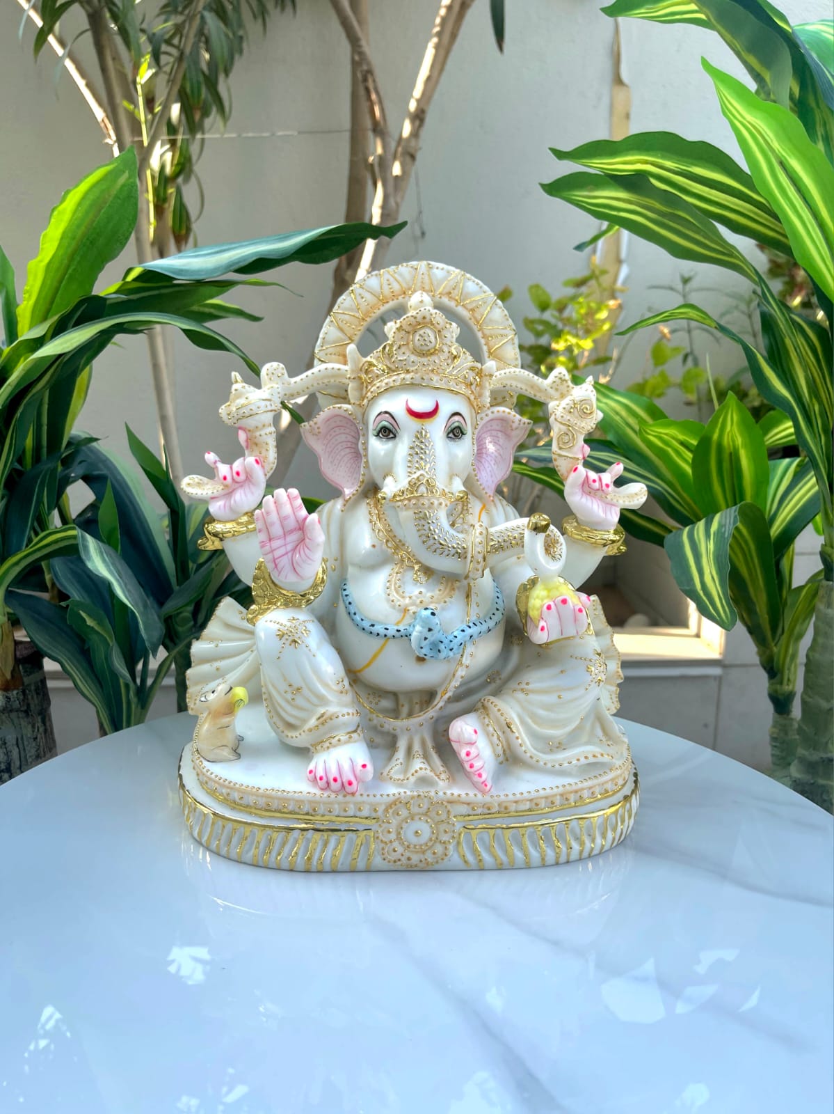 "Ganesh Idol in White Marble – Handcrafted Murti by Shri Handicraft"