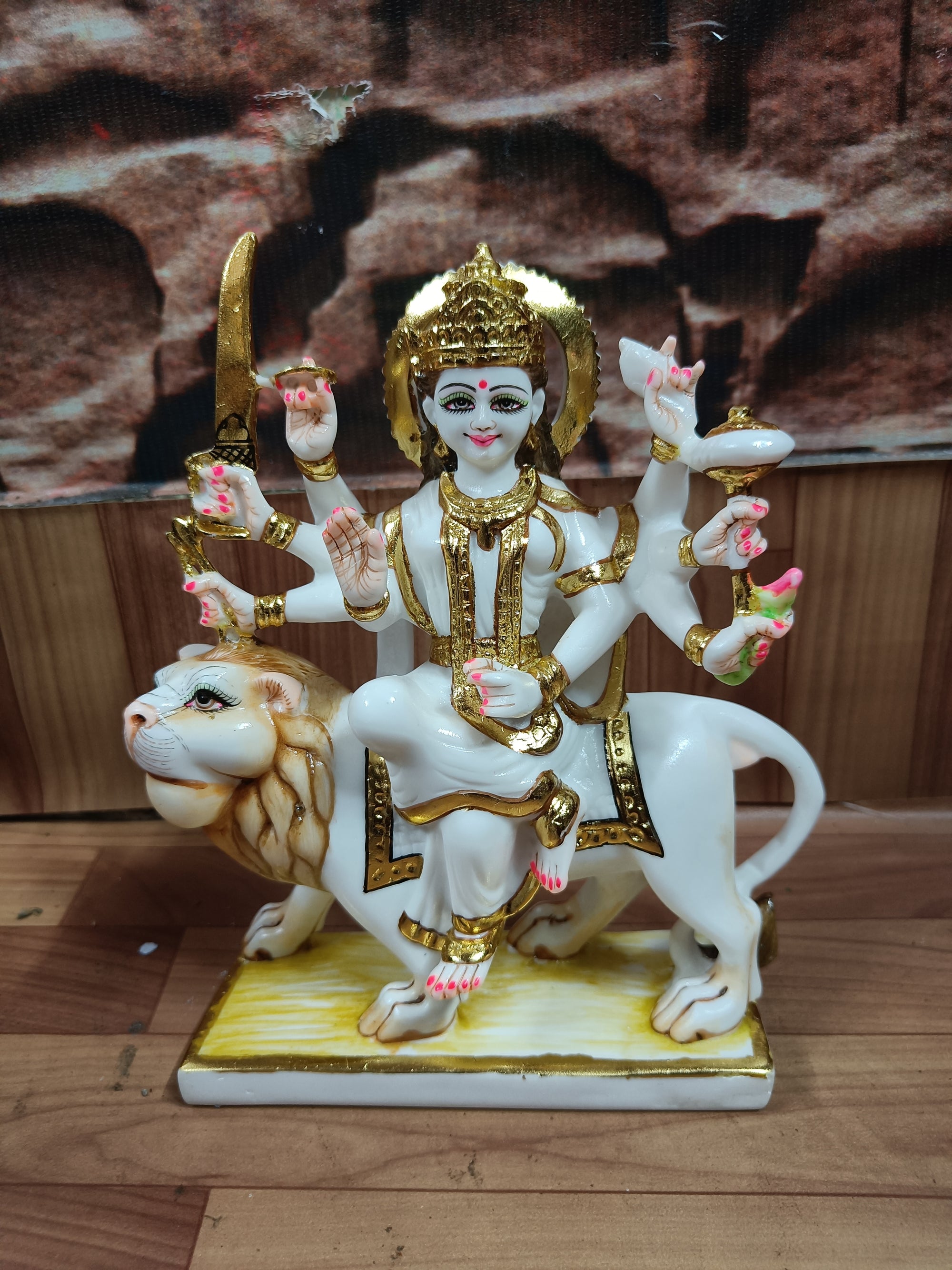 "Durga Statue Idol in White Marble – Handcrafted Murti by Shri Handicraft"