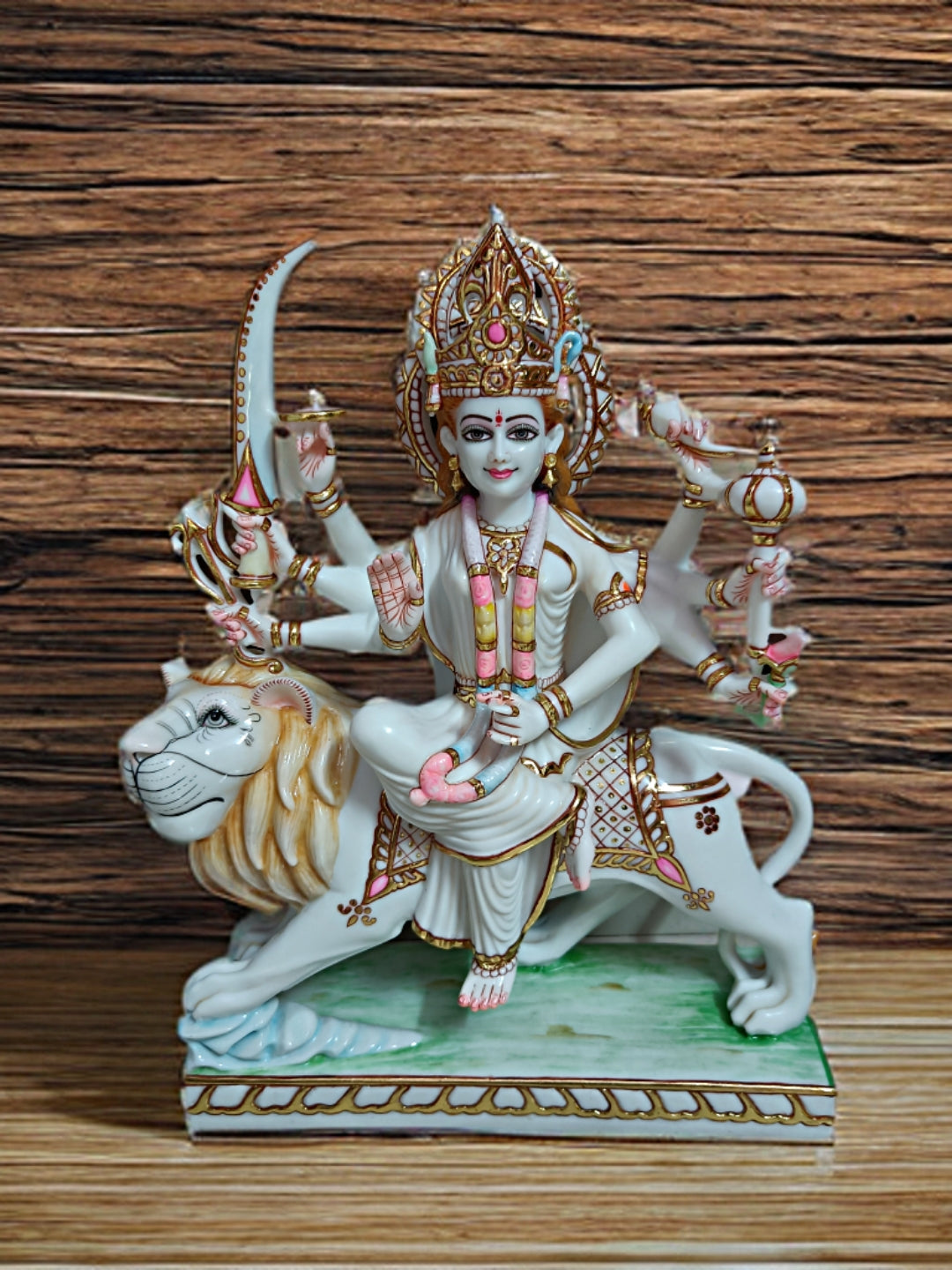 "Durga Maa Statue in White Marble – Handcrafted Murti by Shri Handicraft"