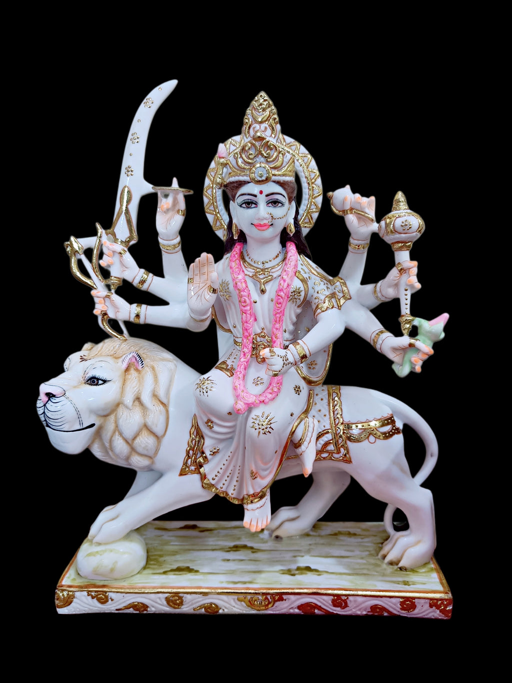Durga Statue Idol in White Marble – Handcrafted Murti by Shri Handicraft"