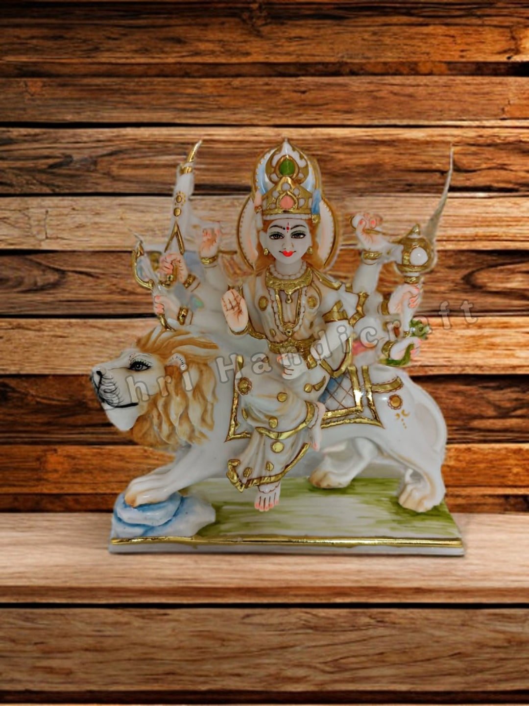 "Durga Statue Idol in White Marble – Handcrafted Murti by Shri Handicraft"