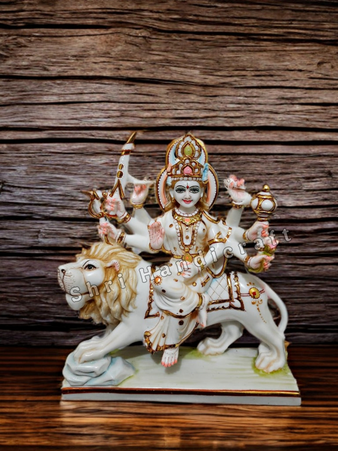 "Durga Statue Idol in White Marble – Handcrafted Murti by Shri Handicraft"
