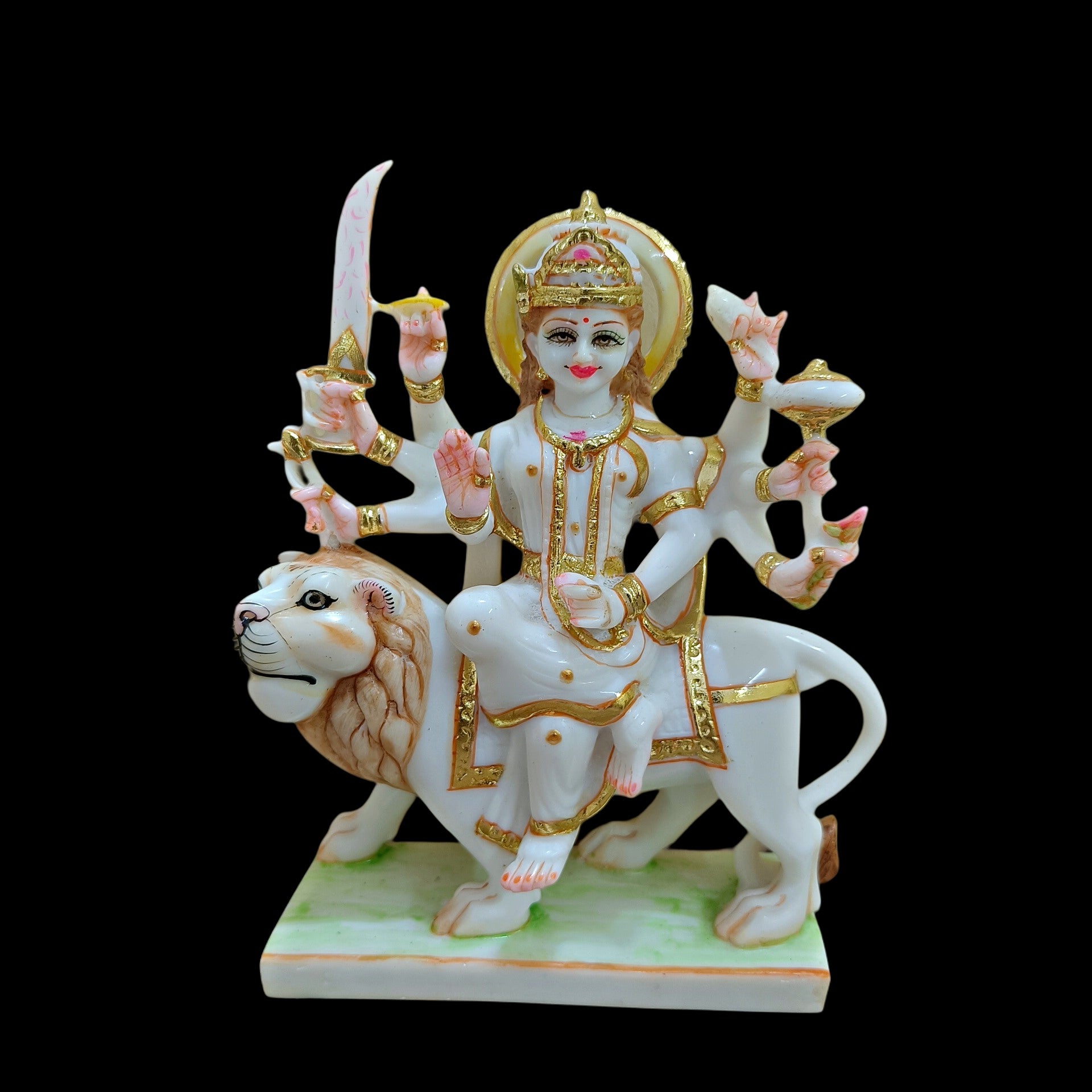 "Durga Statue Idol in White Marble – Handcrafted Murti by Shri Handicraft"