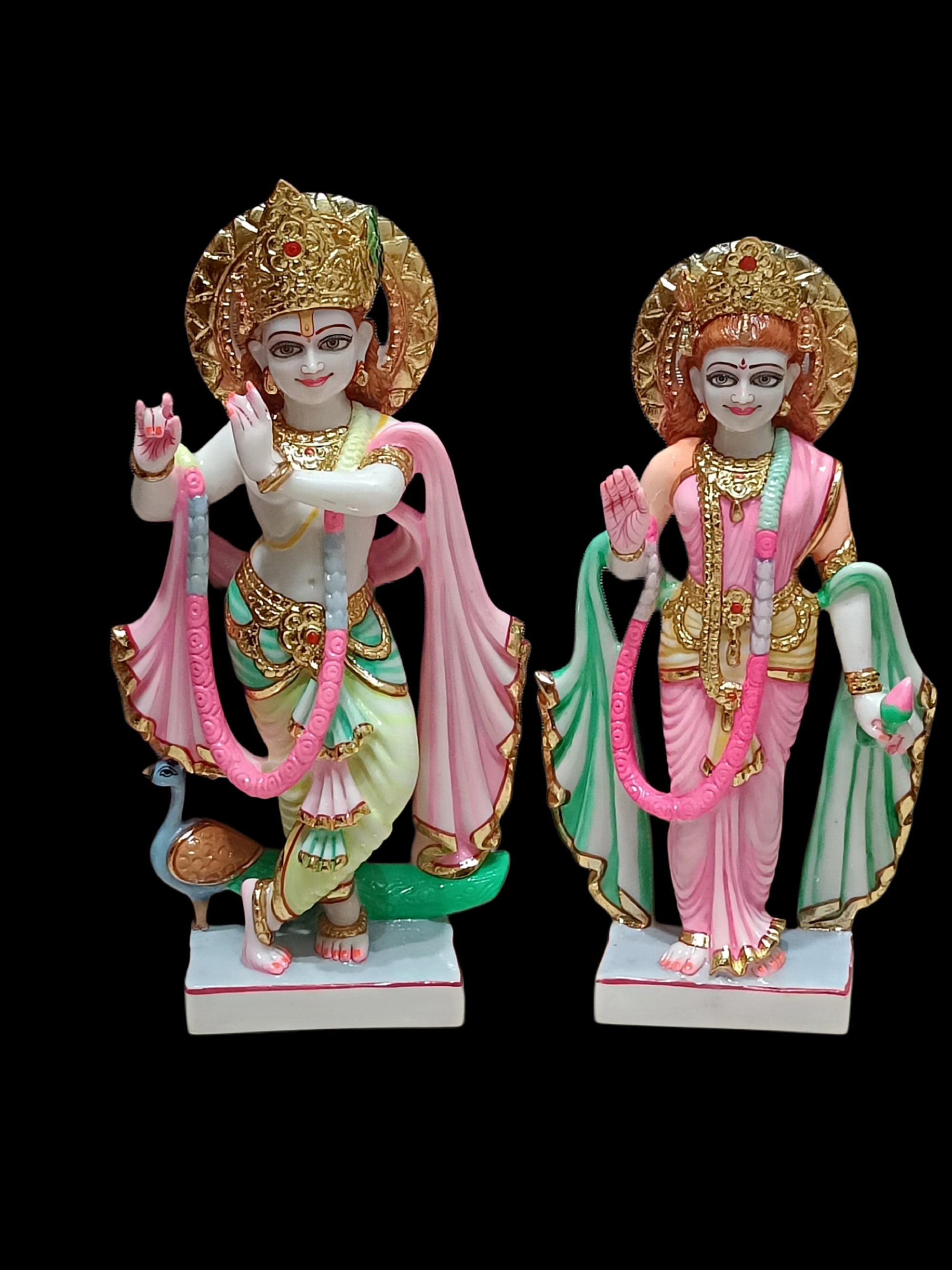 Radha Krishna Statue In White Marble - Handcrafted Murti by Shri Handicraft"