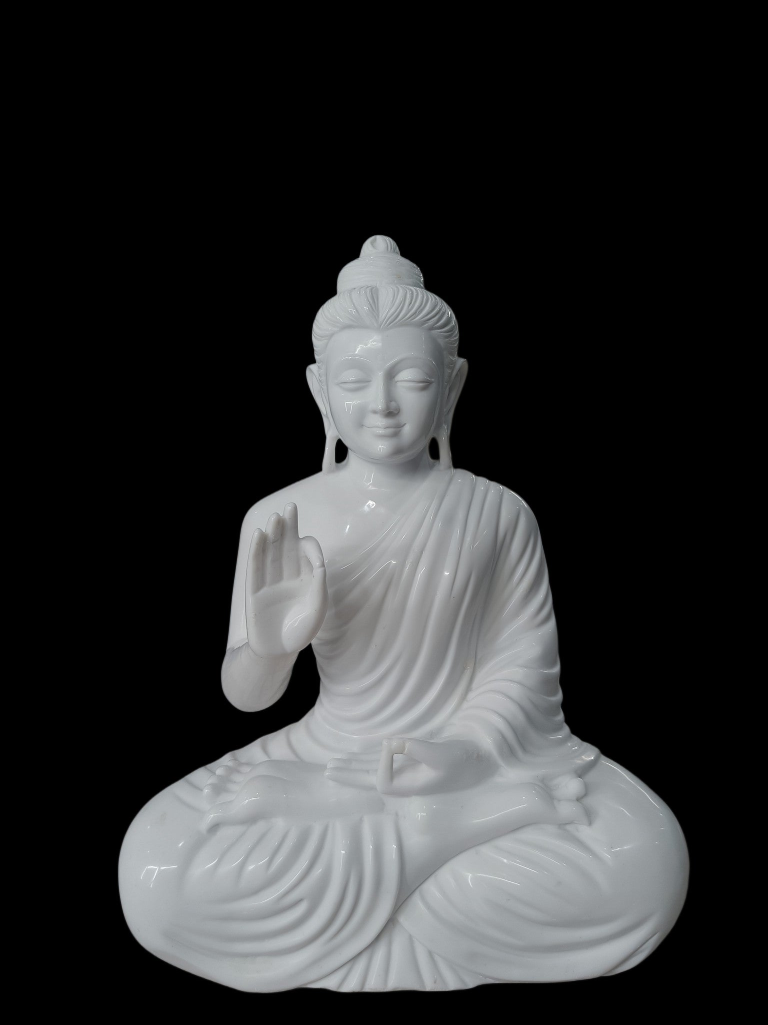 "Gautam Buddha Statue in White Marble – Handcrafted Murti by Shri Handicraft"