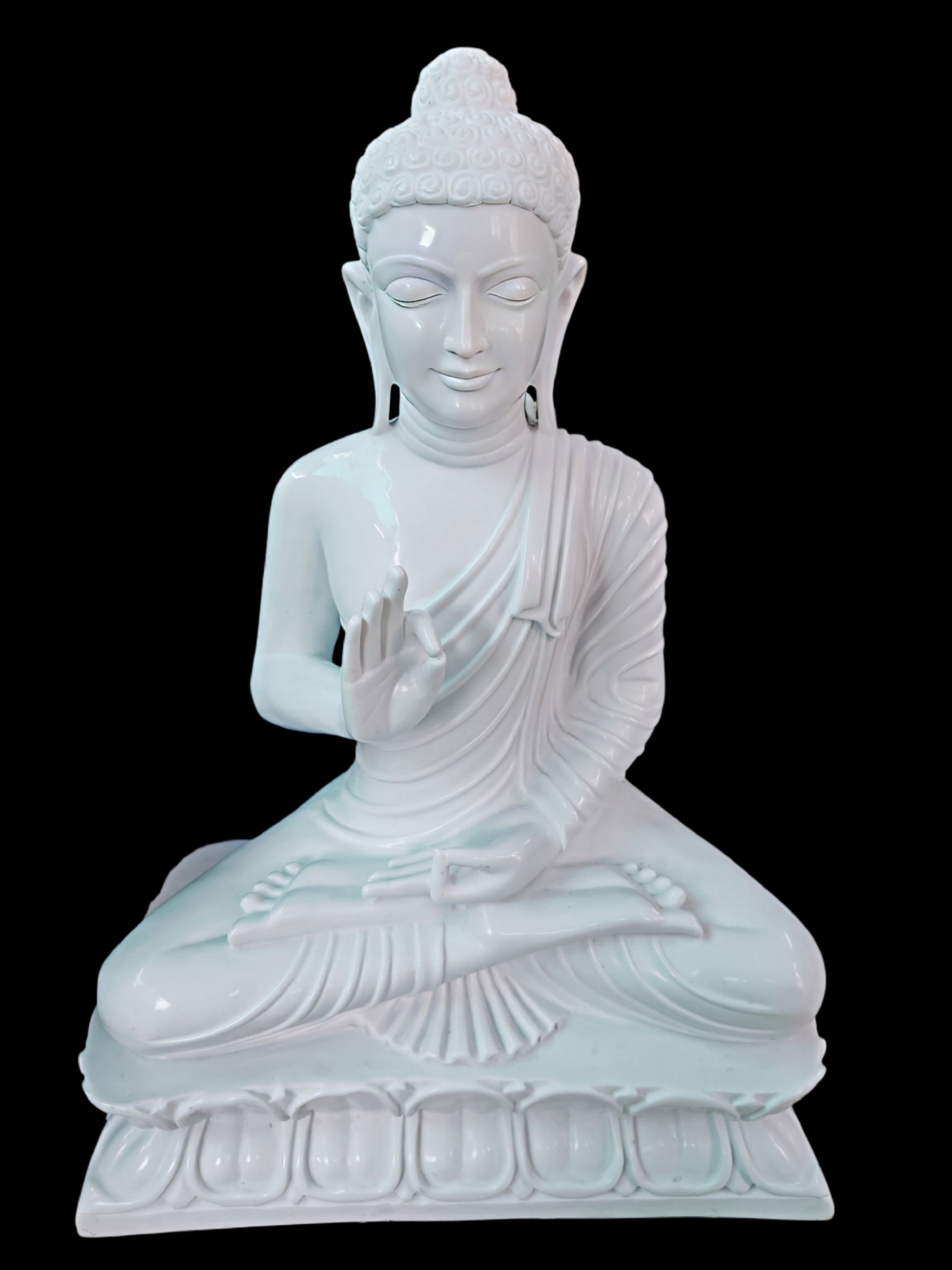 "Gautam Buddha Statue in White Marble – Handcrafted Murti by Shri Handicraft"