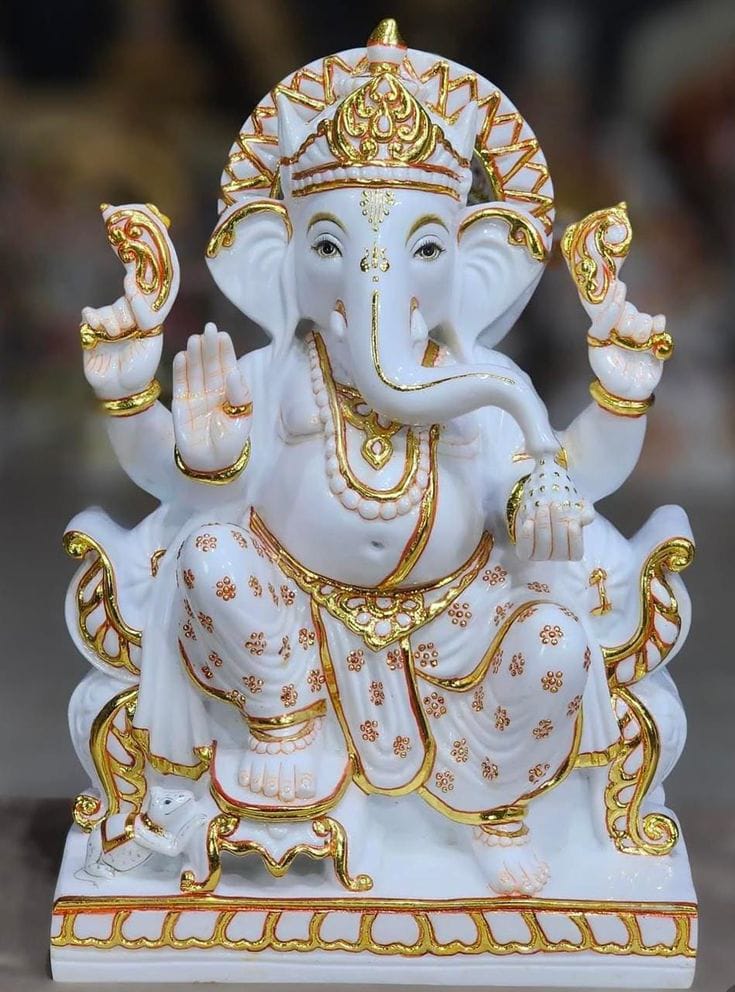 Marble Ganesh Statue | Premium Ganesh Murti for Home & Temple – Shri Handicraft