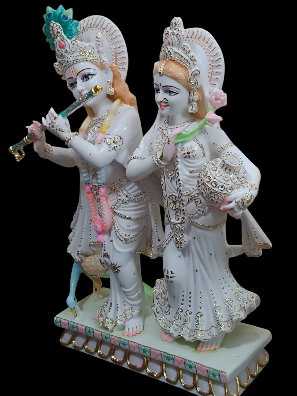 Jugal Jodi Radha Krishna Idol in White Marble – Handcrafted Murti by Shri Handicraft"