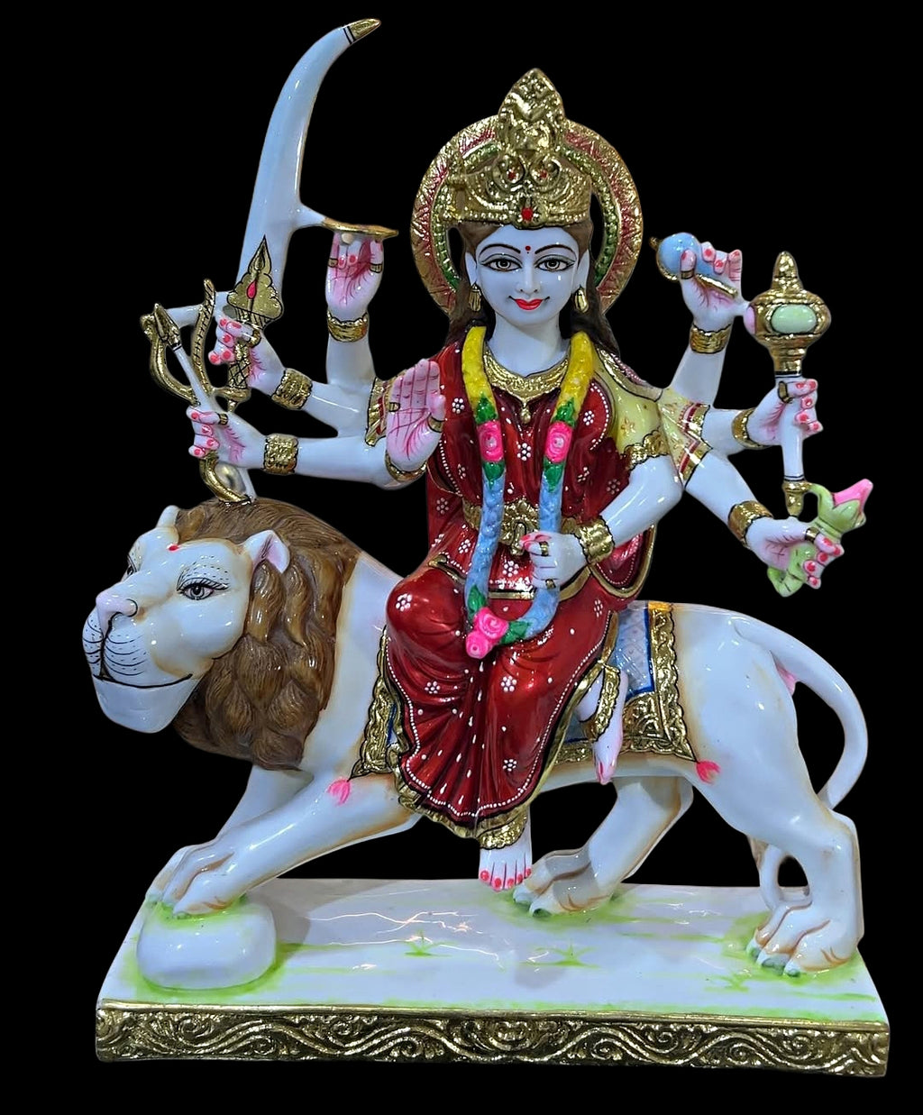 Durga Statue Idol in White Marble – Handcrafted Murti by Shri Handicraft"