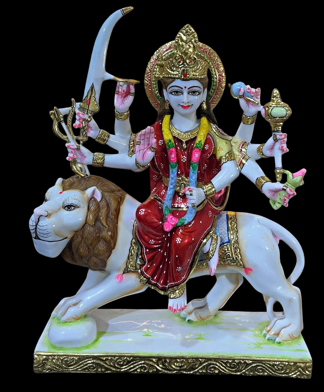 Durga Statue Idol in White Marble – Handcrafted Murti by Shri Handicraft"