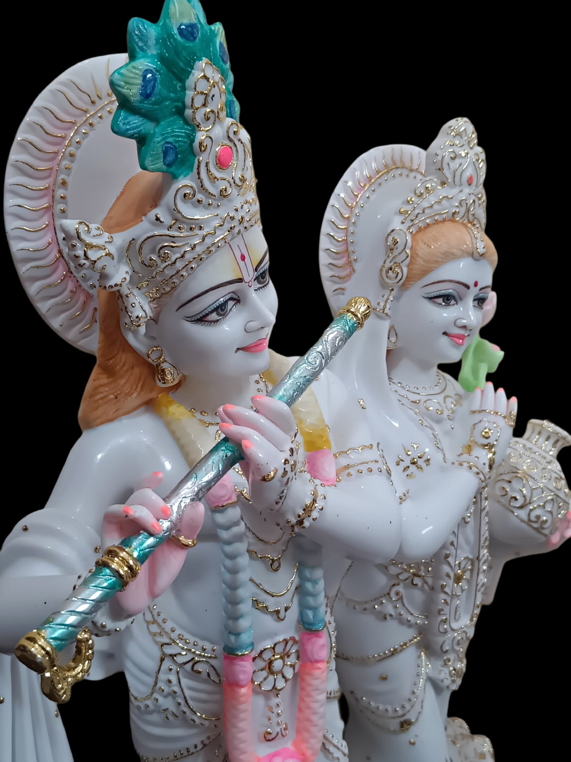 Jugal Jodi Radha Krishna Idol in White Marble – Handcrafted Murti by Shri Handicraft"